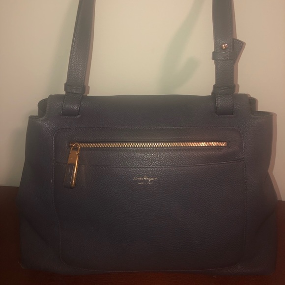 Ferragamo gray leather satchel